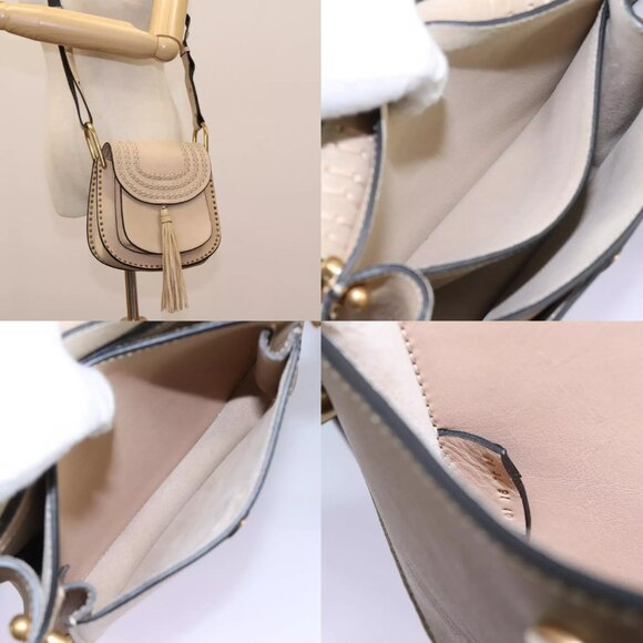 Chloe Sac Porte Shoulder Bag Leather Beige Auth am7635 - Picture 14 of 15